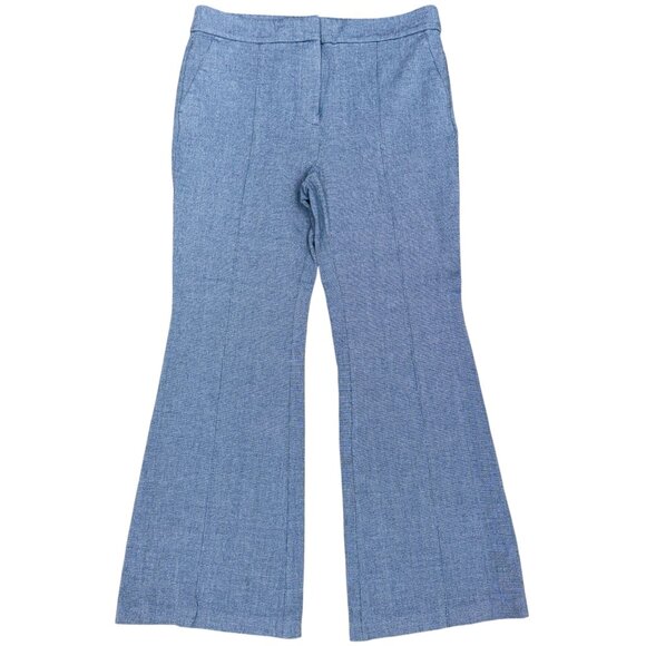 LOFT Women's EUC Pintuck Flare Leg Pants Blue/White Micro-Dot | Size 12 - Picture 3 of 9